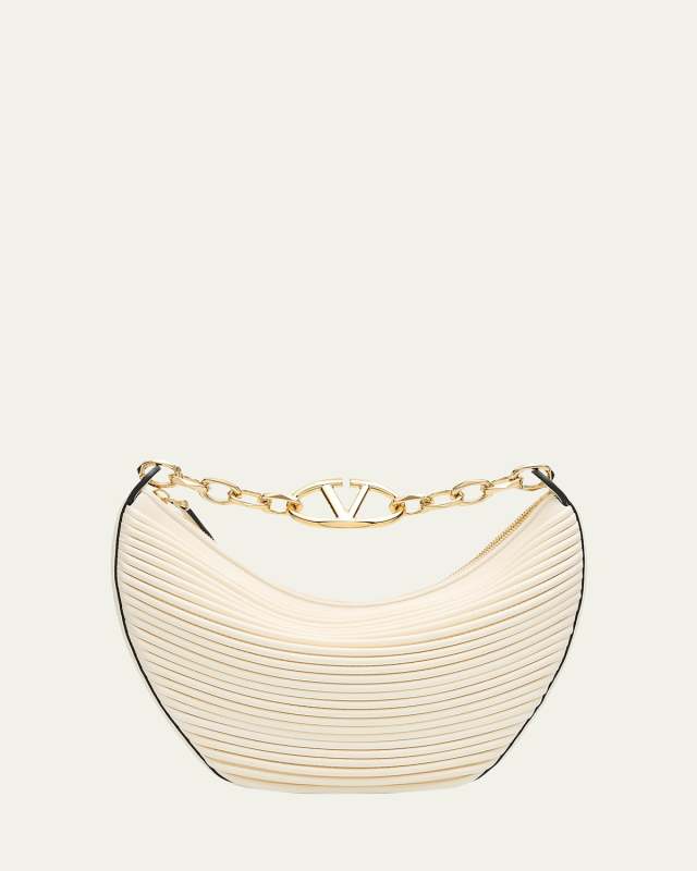 VLOGO Small Moon Textured Leather Hobo Bag